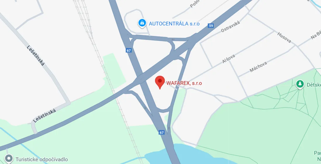 Okaz na mapu prodejny v Karviné Mapa prodejny WAFAREX Karviná